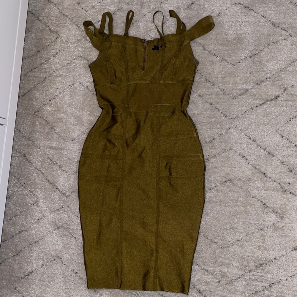 Green Spandex Party/Wedding Midi dress